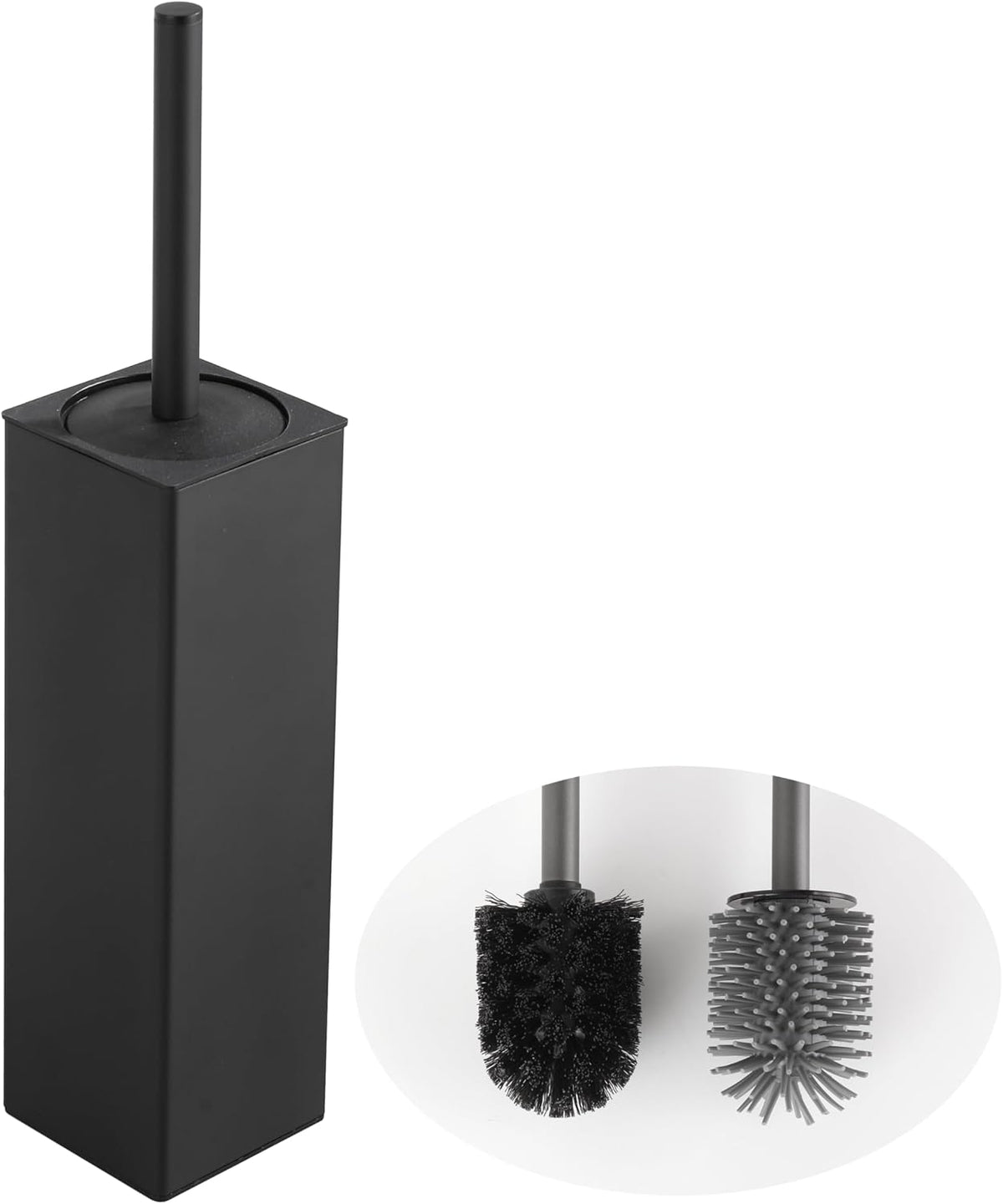 BVL Toilet Brush and Holder Set Black Freestanding for Bathroom