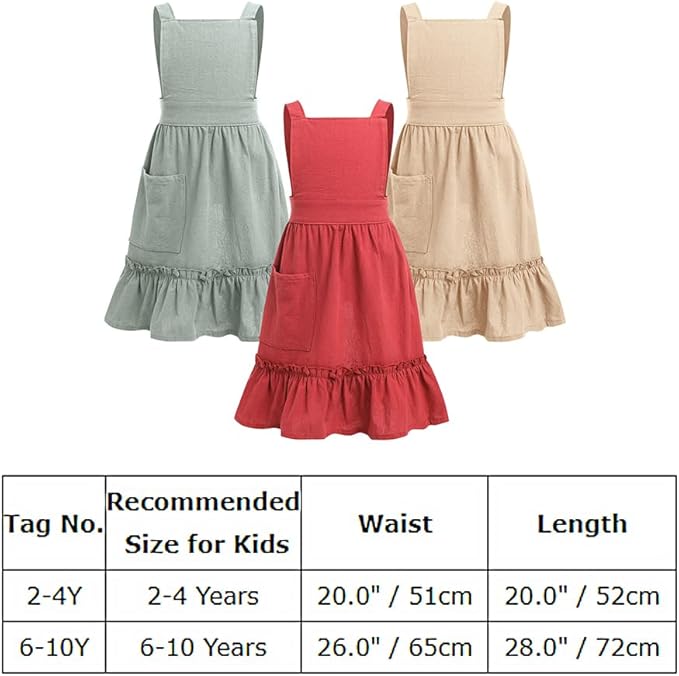 ODIZLI Frill Apron for Women Cotton Cross Back Vintage Ruffle Apron for Garden Cooking Aprons