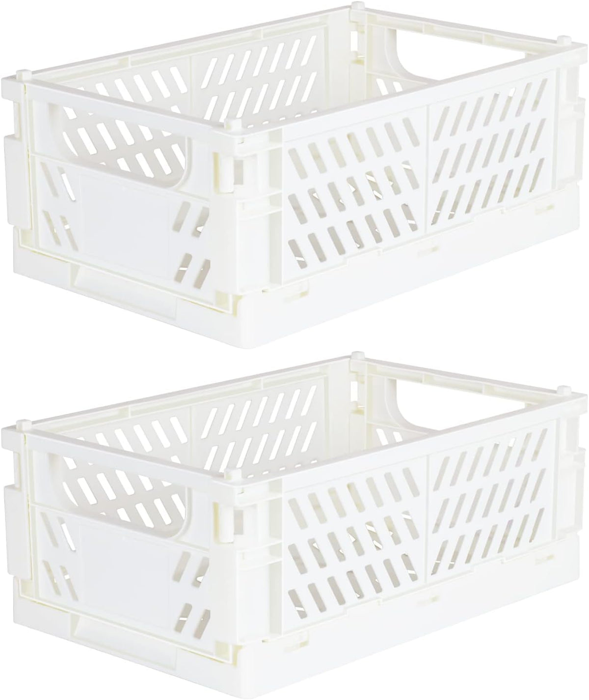 Tixill 2-Pack Mini Foldable Plastic Baskets for Organizing and Storage, Collapsible Storage Crate for Home Kitchen Bedroom Bathroom Office (9.8x6.5x3.8, White)