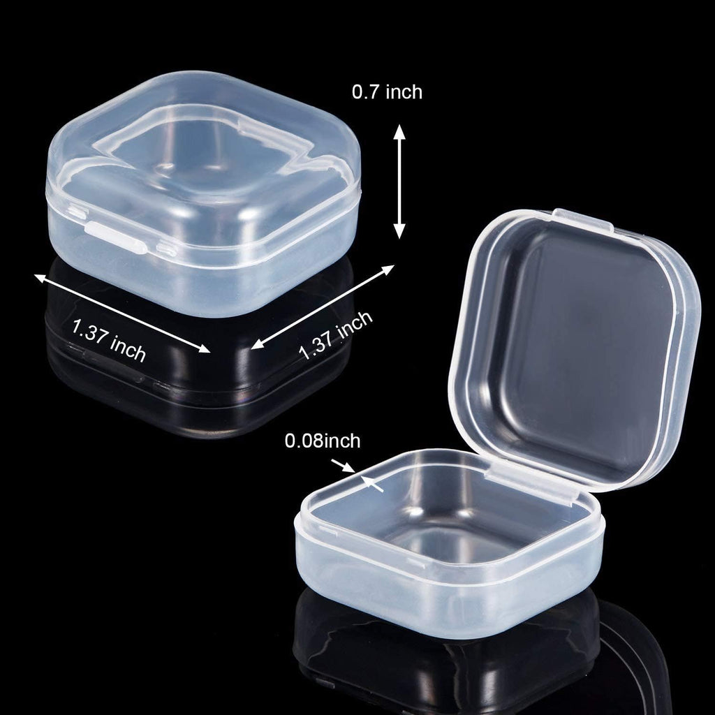 SATINIOR 48 Packs Clear Small Plastic Containers Transparent Storage Box with Hinged Lid for Small Items Crafts Jewelry (1.37 x 1.37 x 0.7 Inches)