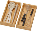 Lixple Bamboo Drawer Organizer - Silverware & Utensil Organizer, Stackable, 2 Pcs, Wooden Storage Box Tray (Bamboo, 12 X 6 X 2 Inch)