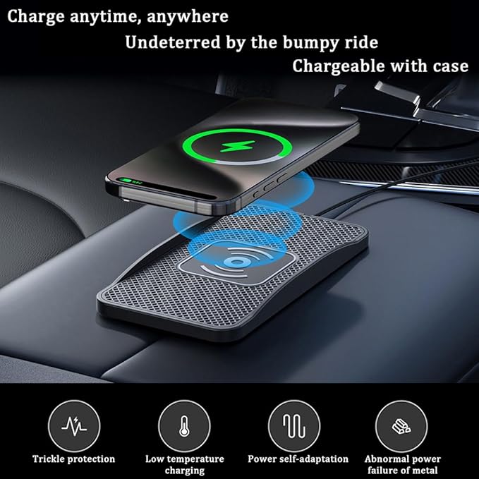 Wireless Car Charger Pad for Honda HR-V 2016-2026, Type-C/USB 20W Car Wireless Charger Non-Slip Phone Charging Pad Car Accessories,A 30cm Cable Type-C Plug