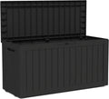TARKARI 90 Gallon Lockable Resin Deck Box with Wheels, Waterproof & UV-Resistant Outdoor Storage Box for Outdoor Cushion Storage, Garden Tools & Pool Accessories Storage, Black