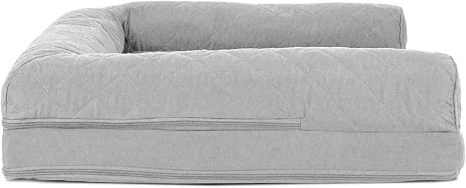 Furhaven Cooling Gel Dog Bed for Large/Medium Dogs w/ Removable Bolsters & Washable Cover, For Dogs Up to 55 lbs - Quilted Sofa - Silver Gray, Large
