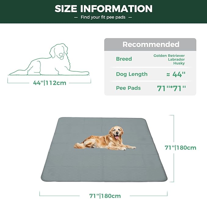 FXW Washable Pee Pads for Dogs, Puppy Pads with Super Absorbent, Specifically Designed for FXW Rollick/Homeplus 32inch 8 Panels Dog Playpen, 71" Square, Gray, 1 Pack