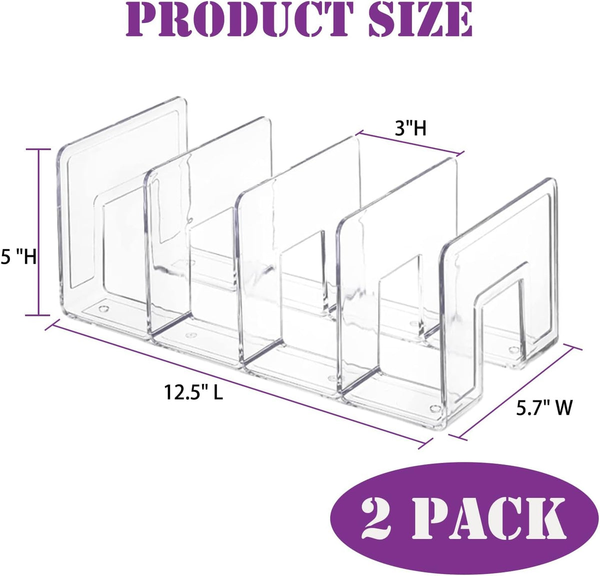 Purse Organizer for Closet, Clear Acrylic File Organizer, Desk File Holder for Book, Document, Envelopes, Binder, Mail, Handbag (2Pcs)
