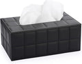 Sumnacon Rectangular Leather Tissue Box Cover - Stylish Tissue Box Holder with Magnetic Bottom, Decorative PU Tissue Box for Vanity Dresser Night Stand Table Countertop Home Office Car,Grid Black