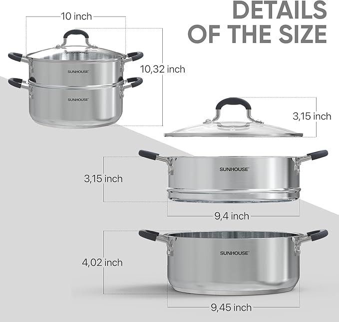 SUNHOUSE - 4.6 Quart Steamer Pots