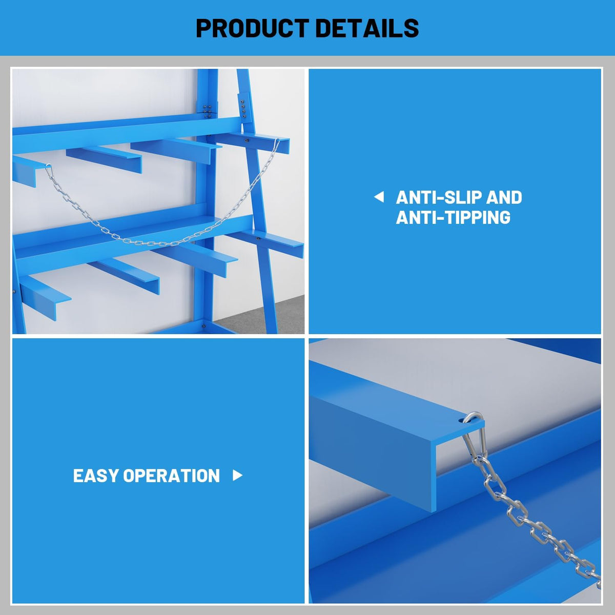 Vertical Bar Rack, 3000 Lbs Weight Capacity, Steel Bays Long Parts Storage Rack, Lumber and Metal Garage Organizer, Heavy Duty Pipe Organizer for Shop Basement
