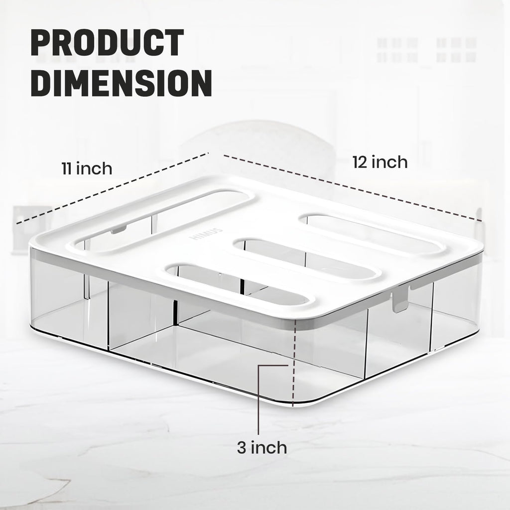 HIMUS Food Storage Bag Organizer - 4 in 1 Plastic Baggie Organizer for Drawer | Compatible with Sandwich, Snack, Gallon, Quart & Slider | Plastic Bag Organizers Kitchen Storage| Wall & Drawer Mount