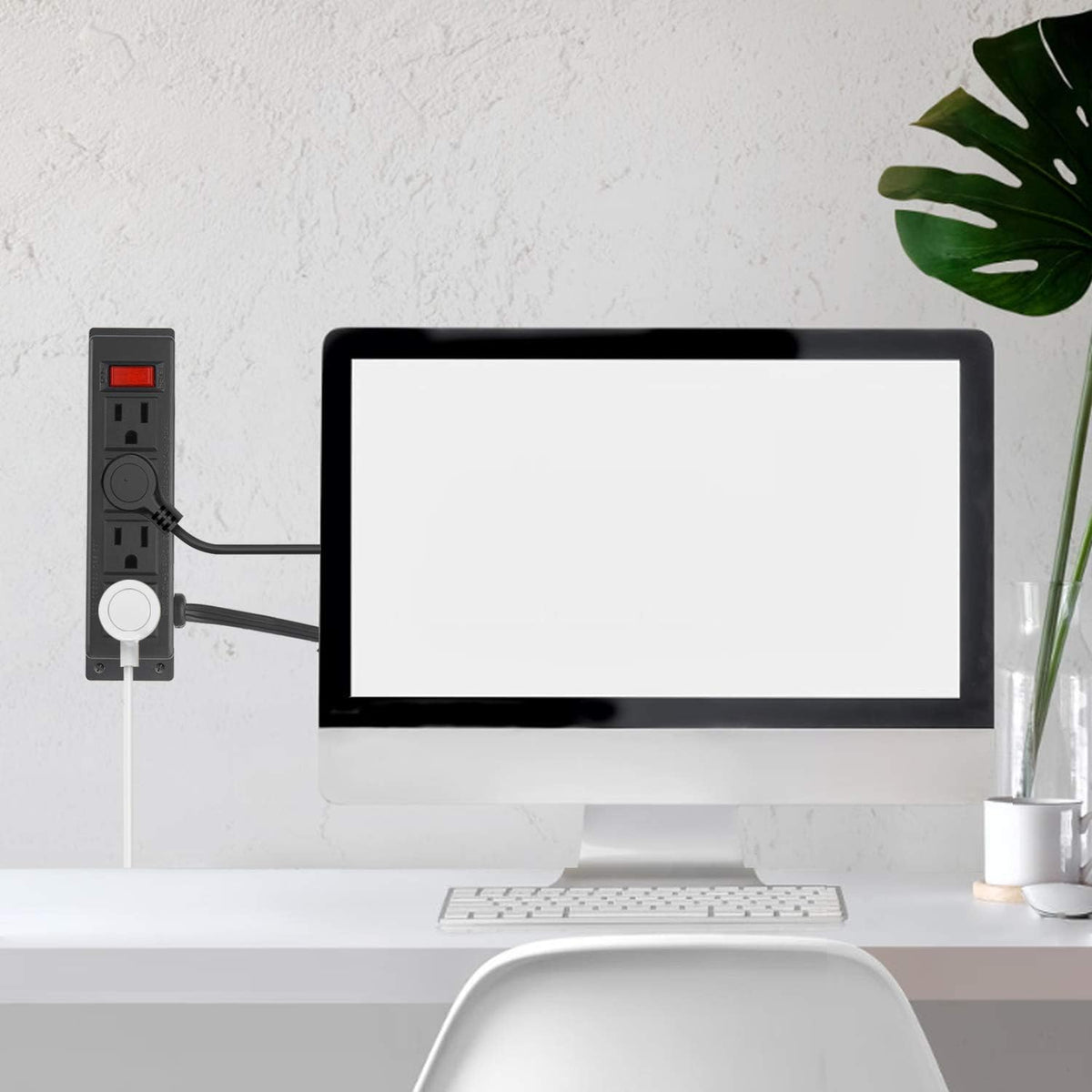 Wall Mount Power Outlet Strip, 4 Outlet Mountable Power Strip with Switch, Under Desk Power Strip Connect with 10ft Cord Mount Under Desk, Workbench, Nightstand, Dresser, Table.(Black)