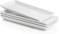 Sweese Porcelain Serving Platters 11.7 Inch - Elegant White Rectangular Plates, Set of 4 for Parties, Sushi, Appetizers