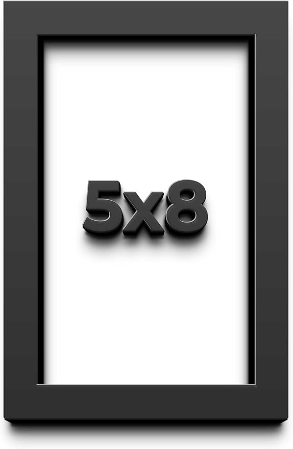 5x8 in Shadow Box Frame Black | 1 Inch Deep Solid Wood Shadowbox Display Frame