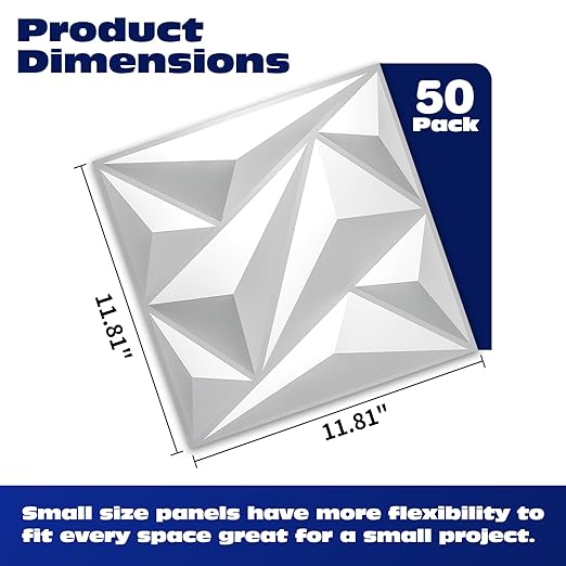 Art3dwallpanels 50 Pack 3D Wall Panel Diamond