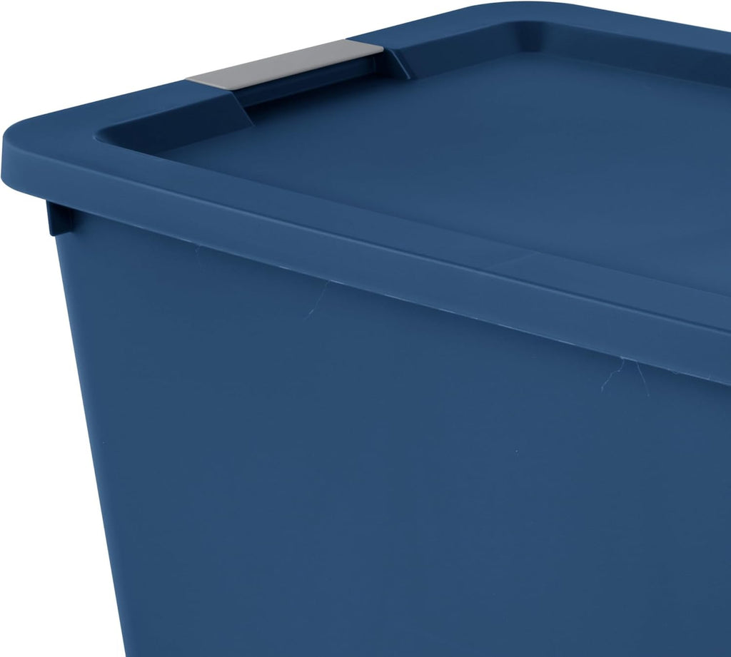 (2 Pcs) 34 Gallon Large Storage Bins with Latch Lids,Not Clear Heavy-Duty Large Totes, For Home and Garage Organization,Blue