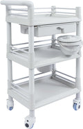 Medical Mobile Trolley Cart, Salon Storage Cart Movable Organizer Rolling Beauty Organizer Trolley 2 Foot-Operated Locking Castors 3 Open-Fronted Drawers 2 Waste Bins 176.37 Lbs Load Capacity