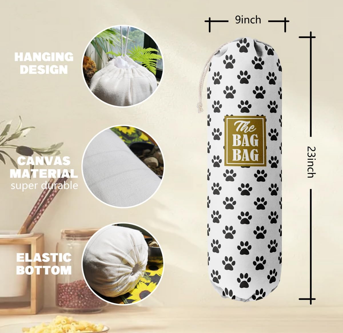 Grocery Bags Holder Organizer For Shopping Bags, Wall Mount Plastic Bags Storage Container Dispensers, Pet Lovers Home Kitchen Bags, The Bag Bag Grocery Bag Holder, Gifts For Women Dog Mom Dad (G-3)