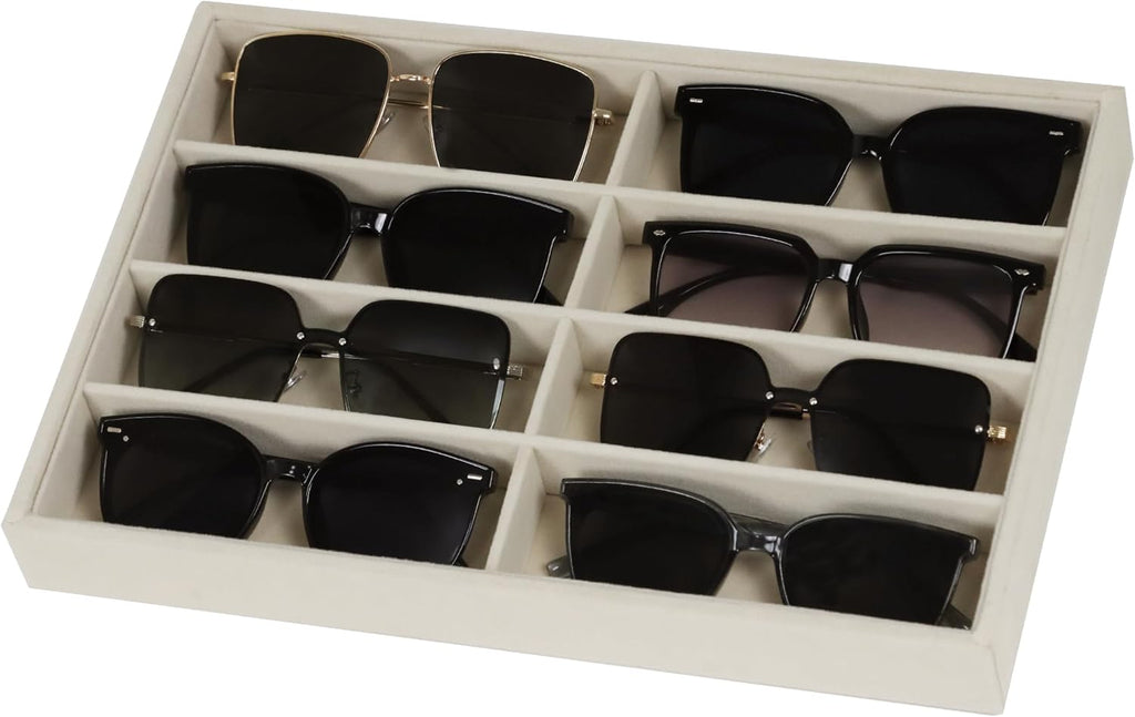 Large Velvet Sunglasses Storage Organizers Jewelry Organizer, Velvet Jewelry Organizer, Large Jewelry Drawer Organizer Tray, Eyeglass Organizer Earring Holder Ring Display (Sunglass Tray)
