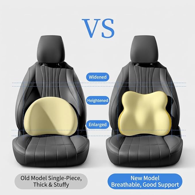 Car Headrest Pillow & Lumbar for Audi A4 2005 2006 2007 2008 2009 2010, Car Seat Neck Pillow Back Support, Breathable All-Season Automotive Seat Cushions, 2PCS,D Dual Yellow