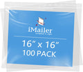 iMailer- 16" x 16" 100 Pack- 2 Mil Resealable Zip Bags- Clear Plastic Bags with Zip Top Lock for Storage, Organizing, Crafts, Travel