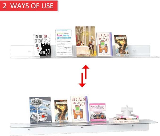 36 Inches Acrylic Wall Shelves 2 Pack, Floating Shelf