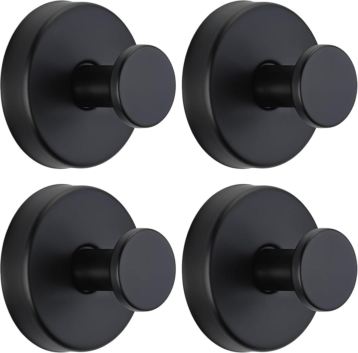 Suction Cup Hooks for Shower No-Drill Bathroom Hooks for Towels, Robes, Loofah Mountable on Bathroom Walls, Kitchen, Glass, Mirrors, Tile and Smooth,Non-Porous Surfaces (4, Matte Black)