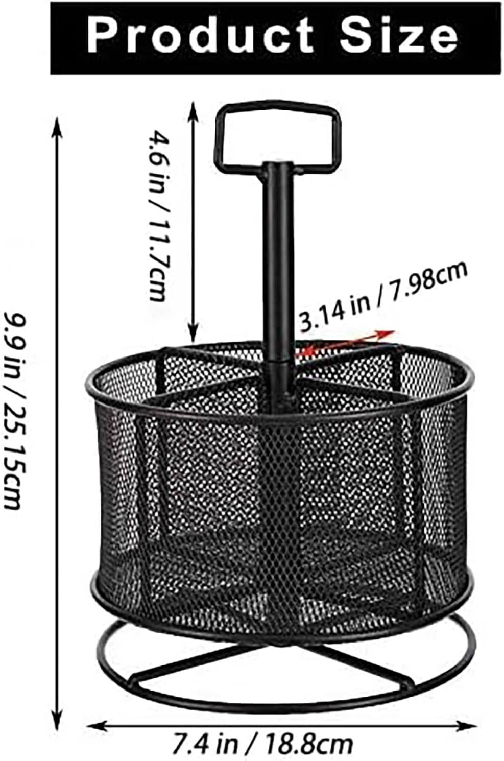 Marbrasse Mesh Desk Organizer, 360-Degree Rotating Multi-Functional Pen Holder, 4 Compartments Desktop Stationary Organizer, Home Office Art Supply Storage Box Caddy (Black)