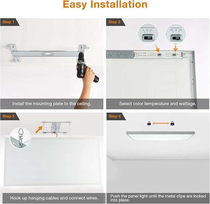 Mcacggo 2x4 FT LED Flat Panel Light Surface Mount 5000K-4000K-3000K Switchable