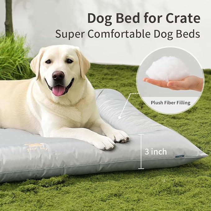 SOMAHE Dog Bed for Dog Crate Oxford Puppy Crate Pad Waterproof Pet Beds Outdoor Cage Mat Easy Rinse Grey 36×23×3 Inch