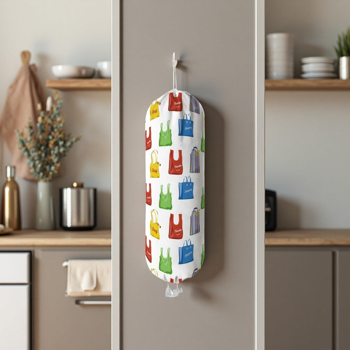 Plastic Bag Holder Wall Mount Grocery Bag Holder for Plastic Bags Organizer for Kitchen,Cute Cat Home Kitchen Decor Gifts for Women(Bag)