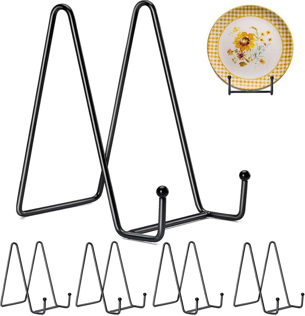 Kruodop 8 Inch Plate Stands for Display, 5 Pack Plate Holder Display Stand, Black Metal Frame Easel Holder Stand for Pictures,Book, Photo, Decorative Plate, Black