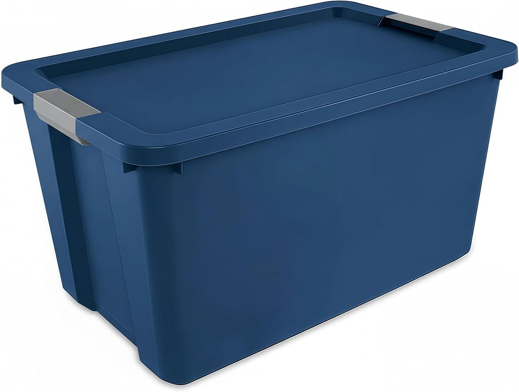 34 Gallon Heavy-Duty Wheeled Storage Bin with Lid – Large Rolling Plastic Container for Garage,Outdoor,Home & Organization Needs,Blue
