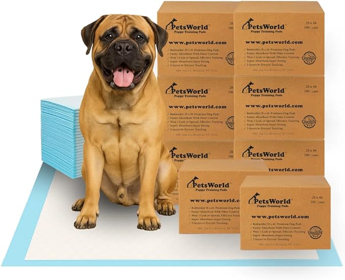PETSWORLD 2XL Puppy Pads, 28x44 Inch, 800 Count| Ultra-Absorbent, Leak-Proof Dog Pee Pads for Potty Training