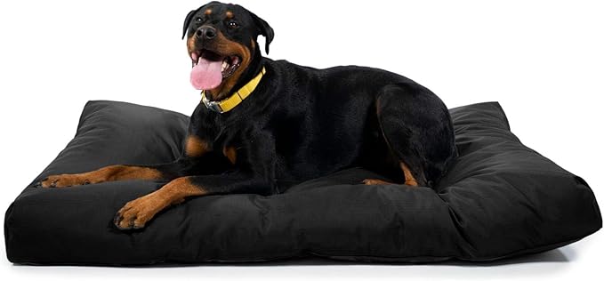 K9 Ballistics Tough Rectangle Pillow XL Extra Large Dog Bed - Removable Cover, Washable, Durable & Water Resistant Dog Bed Made for Big Dogs 54"x38", Obsidian Black