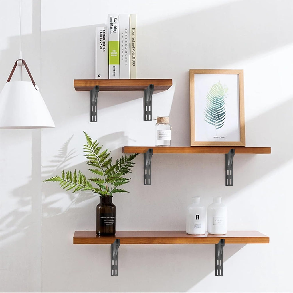 10 Pack 11.5‑Inch Adjustable Wire Shelf Brackets – Heavy‑Duty Double‑Track Closet & Wall Shelving System Supports（Black）