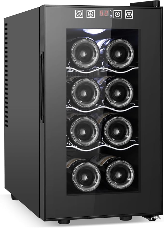 8 Bottles Wine Cooler Refrigerator, Small Wine Fridge, Mini Wine Fridge
