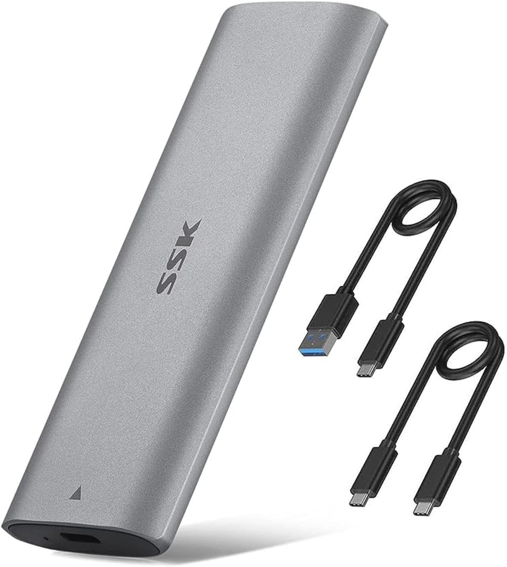 SSK M.2 NVMe Enclosure, Tool-Free SSD Enclosure Adapter, USB C 3.2 Gen 2 10Gbps PCIe MKey External Solid State Drive Case, Support UASP Trim for 2230/2242/2260/2280 (SATA NOT Supported)