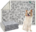 Qeils Dog Blankets for Small Dogs - Waterproof Pet Blanket Washable - Sherpa Fleece Puppy Blanket, Soft Plush Reversible Dog Blanket for Bed Couch Car Sofa, 40"X50", Grey Paw Print