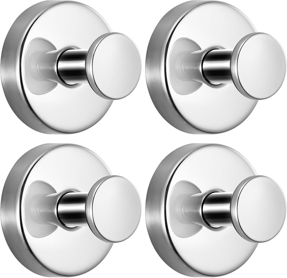 Suction Cup Hooks for Shower No-Drill Bathroom Hooks for Towels, Robes, Loofah Mountable on Bathroom Walls, Kitchen, Glass, Mirrors,Tile,Smooth Non-Porous Surfaces,Removable,4pcs,Chrome Polished