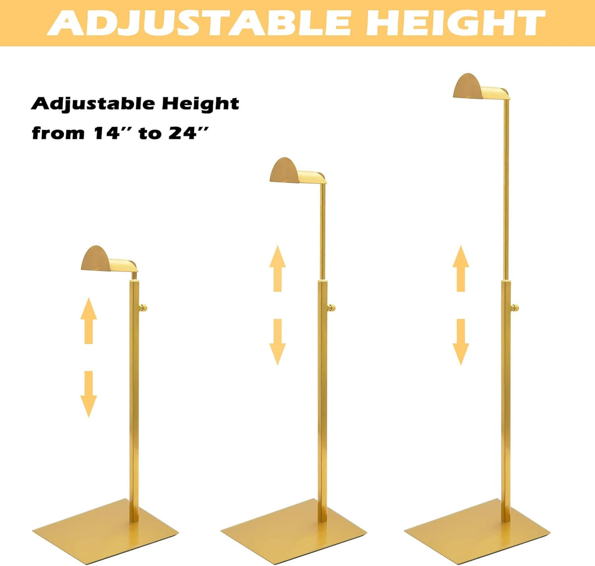 Royxen 3 Pack Handbag Rack Stainless Steel with Adjustable Height, Purse Display Stand (Gold)