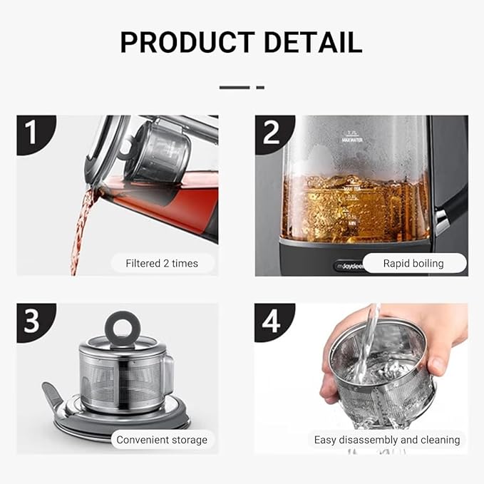 Joydeem Hot Tea Maker, Glass Electric Kettle