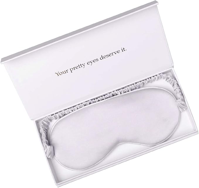Silk Sleep Mask Light Blocking Luxury 100% Mulberry 19mm Silk Eye Mask Eye Cover Blindfold Ultra Soft Light & Comfy Anti Aging Skin Care with Travel Bag Gift Package