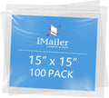 iMailer- 15" x 15" 100 Pack- 2 Mil Resealable Zip Bags- Clear Plastic Bags with Zip Top Lock for Storage, Organizing, Crafts, Travel