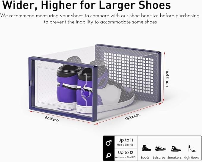 Kuject X-Large Shoe Storage Boxes Organizers Clear Plastic Stackable 12 Pack
