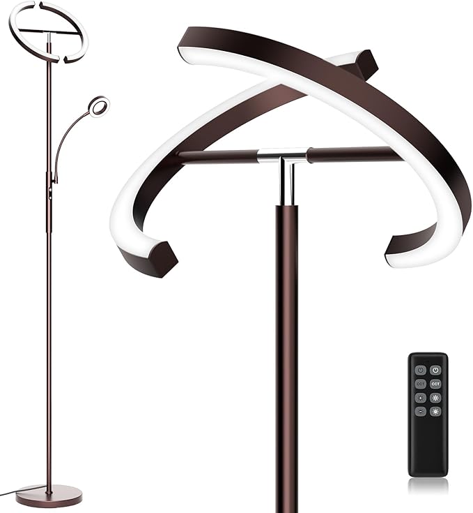 SIBRILLE 2-in-1 Brown LED Floor Lamp