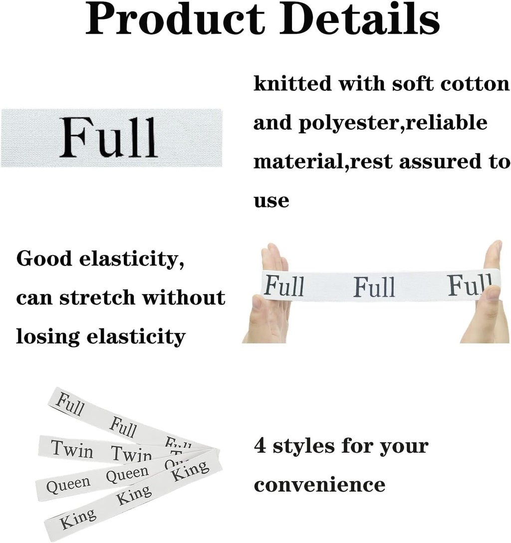 2 Pieces Bed Sheet Organizer Bands, Sheet Organizers and Storage Label Bands, Sheet Label for Bedding, Sheets Organizer for Closet,Sheet Keepers Linen Labels Bedding Bands (2Pcs Full)