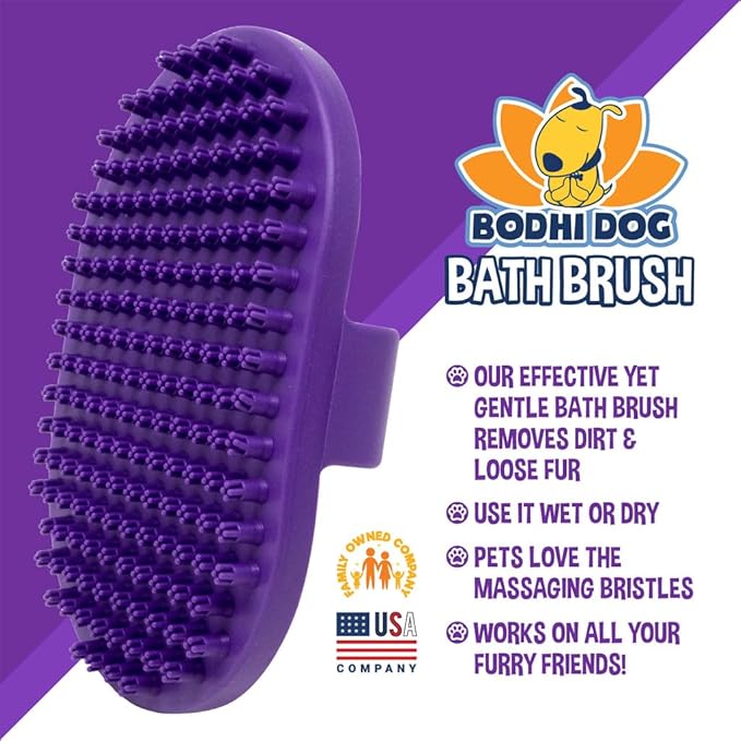 Bodhi Dog Shampoo Brush - Pet Grooming & Bath Supplies for Dogs and Cats - Bath Brush for Long & Short Hair - Premium Scrubber for Shower, Bathing & Massage (One Pack, Purple)