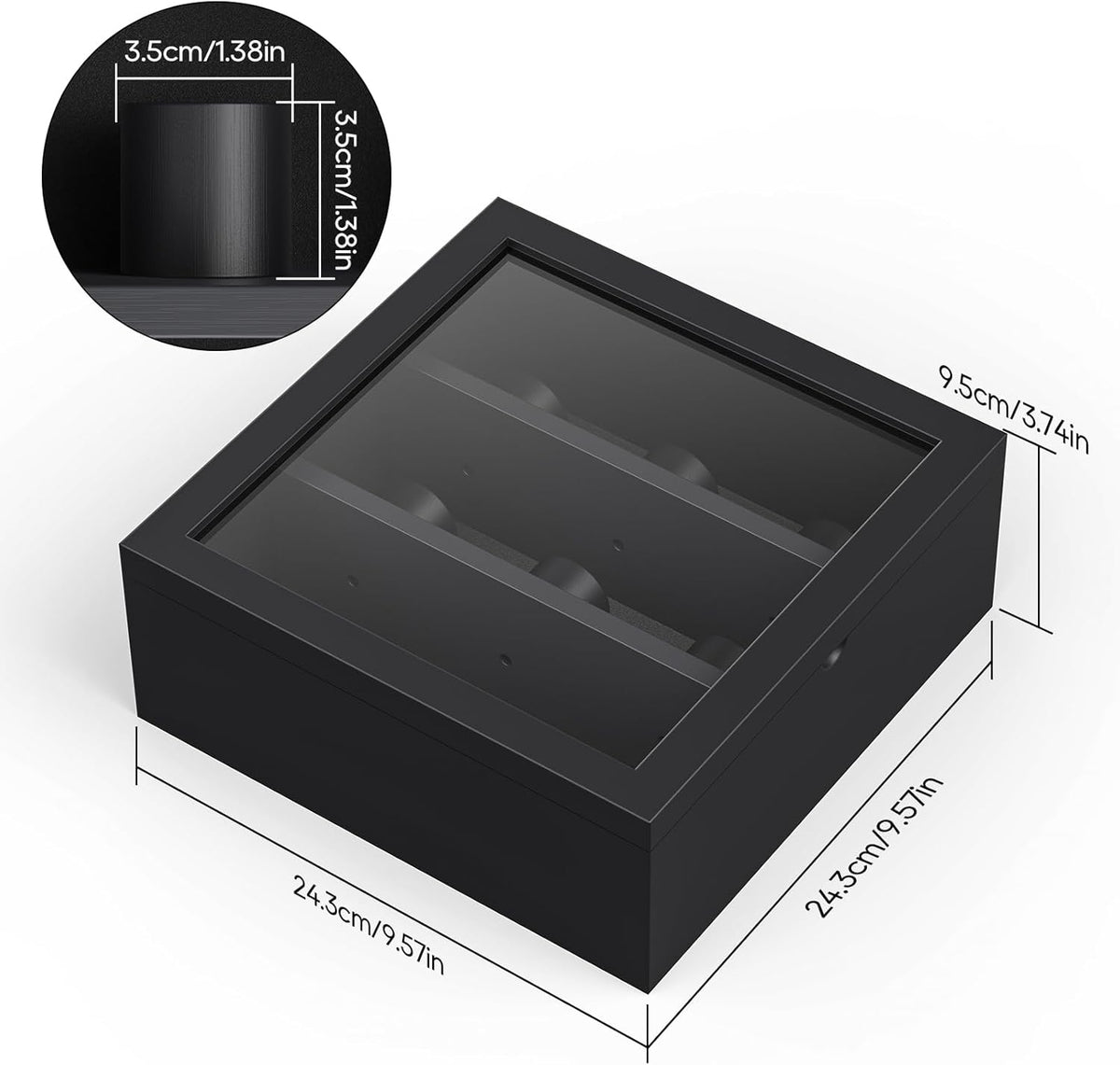 TJ.MOREE 9-Slot Watch Display Case, Wall Mount Wooden Watch Box, Vertical Storage Men’s Watch Box