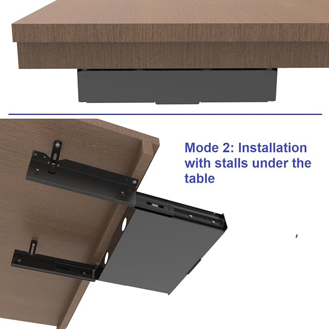 Under Desk Mounted Slide out Drawer, W 13.4" x D 9.3" Storage Organizer