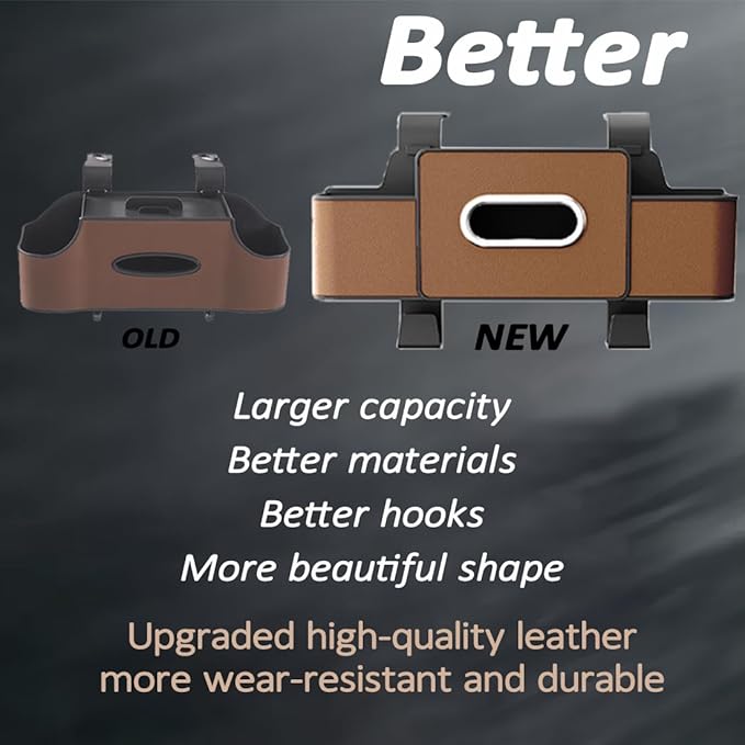 Upgraded Car Organizers and Storage Box, 1/2PCS Multifunctional Headrest Backseat Organizer with 2 Cup Holders, Tissue Box and Hooks, Smart Over-Seat Car Organizer for Most Vehicles (Brown*2)